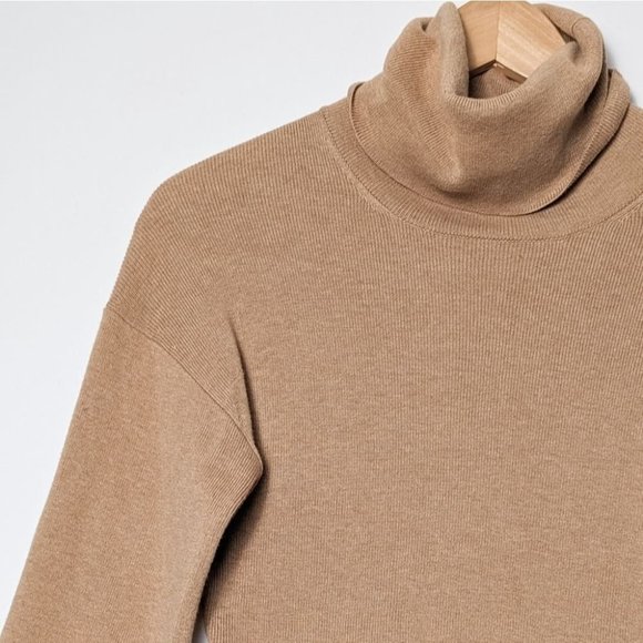 WILFRED Rebecca Sweater Wool Light Brown Cropped Turtleneck XXS 00 Aritzia - Picture 10 of 12